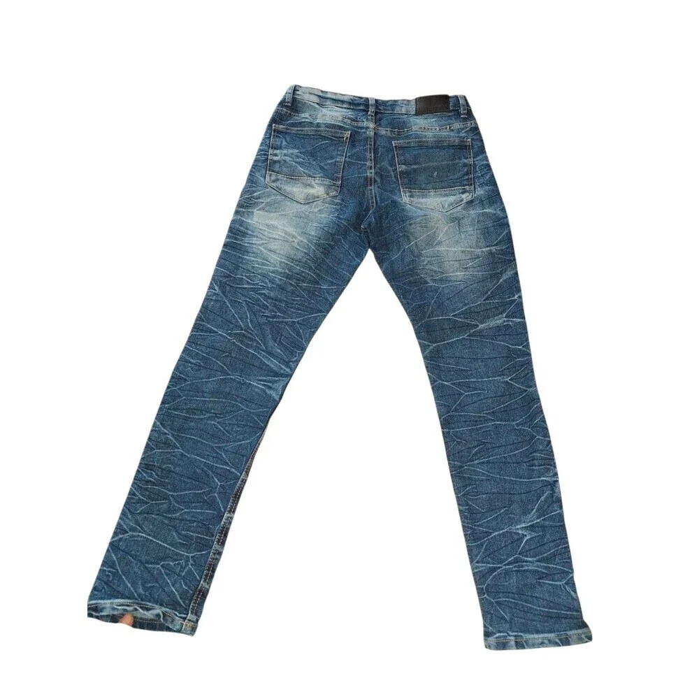 South Pole Skinny Leg Jeans Men's 32X30 Blue Denim 5-Pockets Cotton Distressed